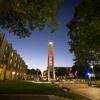 Temple University Bell Tower and Paley Library at night.